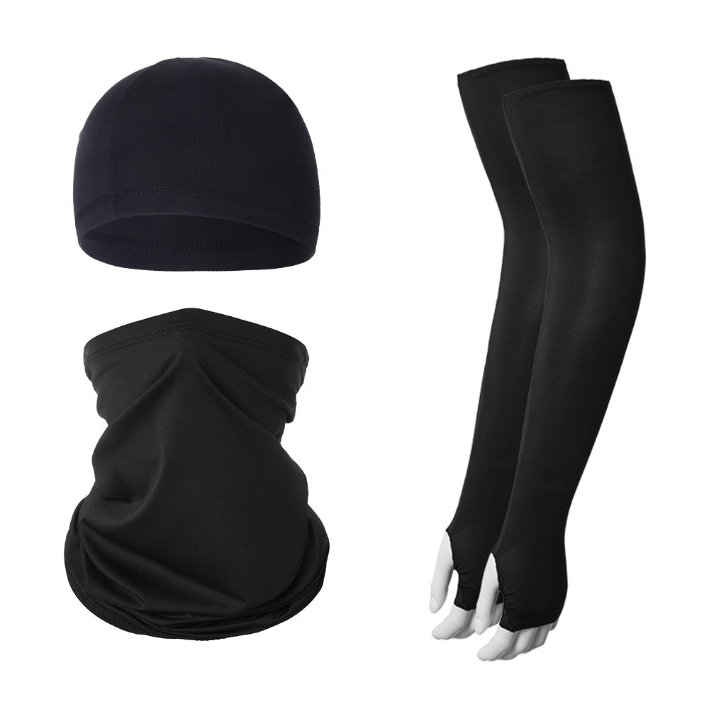2 Sets Black Cooling UV Protection Set - 2 Skull Cap, 2 Neck Gaiter & 4 Arm Sleeves for Outdoor Sports - Factory Direct Shop