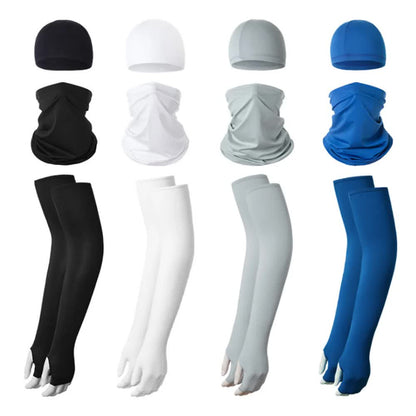 2 Sets Dark Grey Cooling UV Protection Set - 2 Skull Cap, 2 Neck Gaiter & 4 Arm Sleeves for Outdoor Sports