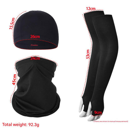 2 Sets Dark Grey Cooling UV Protection Set - 2 Skull Cap, 2 Neck Gaiter & 4 Arm Sleeves for Outdoor Sports