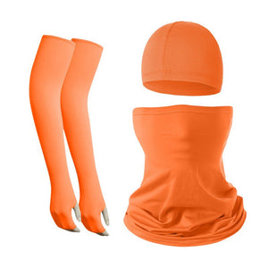 2 Sets Orange Cooling UV Protection Set - 2 Skull Cap, 2 Neck Gaiter & 4 Arm Sleeves for Outdoor Sports - Factory Direct Shop