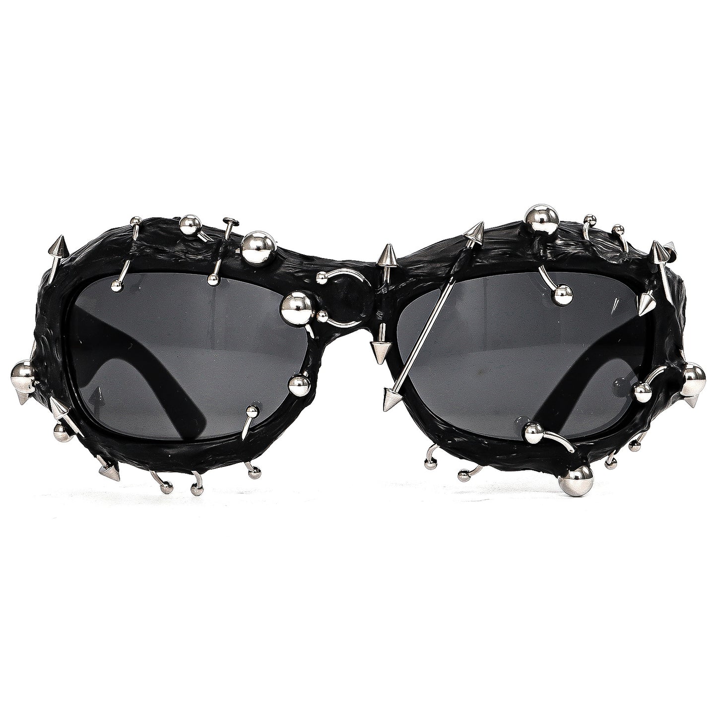 Purple Edgy Punk Rock Spiked Sunglasses - Statement Goth Studded Eyewear