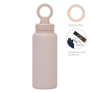 Stainless Steel Sports Water Bottle - with Magnetic Phone Holder - Beige 1L - Factory Direct Shop