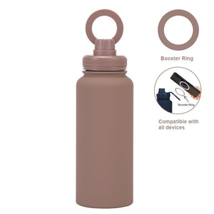 Stainless Steel Sports Water Bottle - with Magnetic Phone Holder - Matcha Brown 1L - Factory Direct Shop