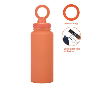 Stainless Steel Sports Water Bottle - with Magnetic Phone Holder - Orange 1L - Factory Direct Shop