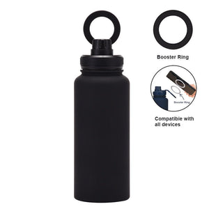 Stainless Steel Sports Water Bottle - with Magnetic Phone Holder - Black 1L - Factory Direct Shop