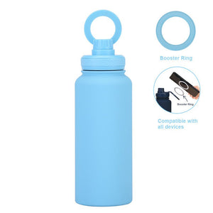 Stainless Steel Sports Water Bottle - with Magnetic Phone Holder - Blue 1L - Factory Direct Shop
