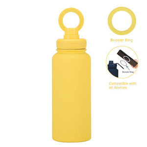 Stainless Steel Sports Water Bottle - with Magnetic Phone Holder - Yellow 1L - Factory Direct Shop