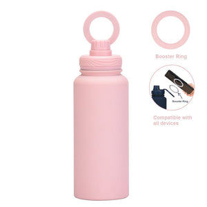 Stainless Steel Sports Water Bottle - with Magnetic Phone Holder - Light Pink 1L - Factory Direct Shop