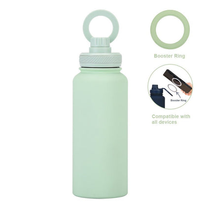 Stainless Steel Sports Water Bottle - with Magnetic Phone Holder - Light Green 1L - Factory Direct Shop