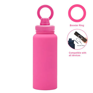 Stainless Steel Sports Water Bottle - with Magnetic Phone Holder - Rose Red 1L - Factory Direct Shop
