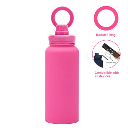 Stainless Steel Sports Water Bottle - with Magnetic Phone Holder - Rose Red 1L - Factory Direct Shop