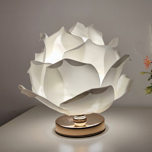 White Elegant Lotus Flower Table Lamp - Decorative Bedside Night Light for Bedroom Ambiance