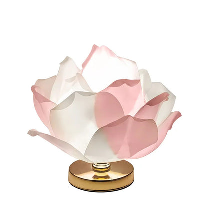Champagne Elegant Lotus Flower Table Lamp - Decorative Bedside Night Light for Bedroom Ambiance
