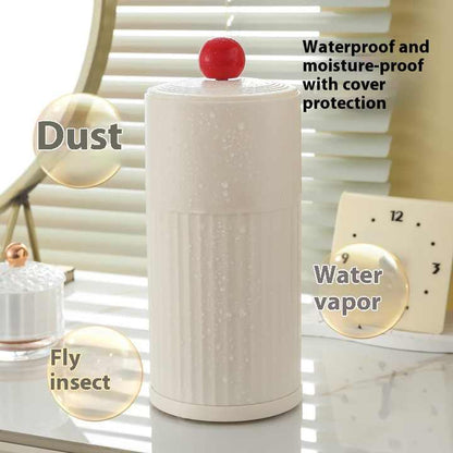 Black Automatic Lifting Makeup Brush Holder - Dustproof Desktop Organizer with Lid & Compartments