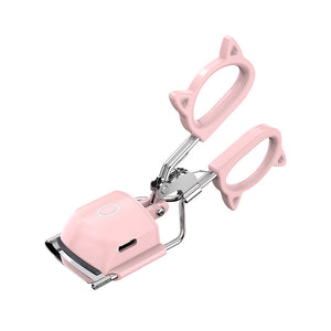 Pink USB-C Rechargeable Heated Eyelash Curler - Gentle Long-Lasting Lift with 2 Temperature Modes & Cute Cat Ear Design