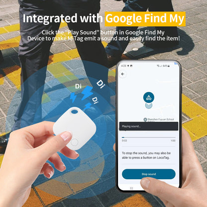 Black Smart Item Locator Tag for Android - Google Find My Device Compatible, Anti-Lost Tracker
