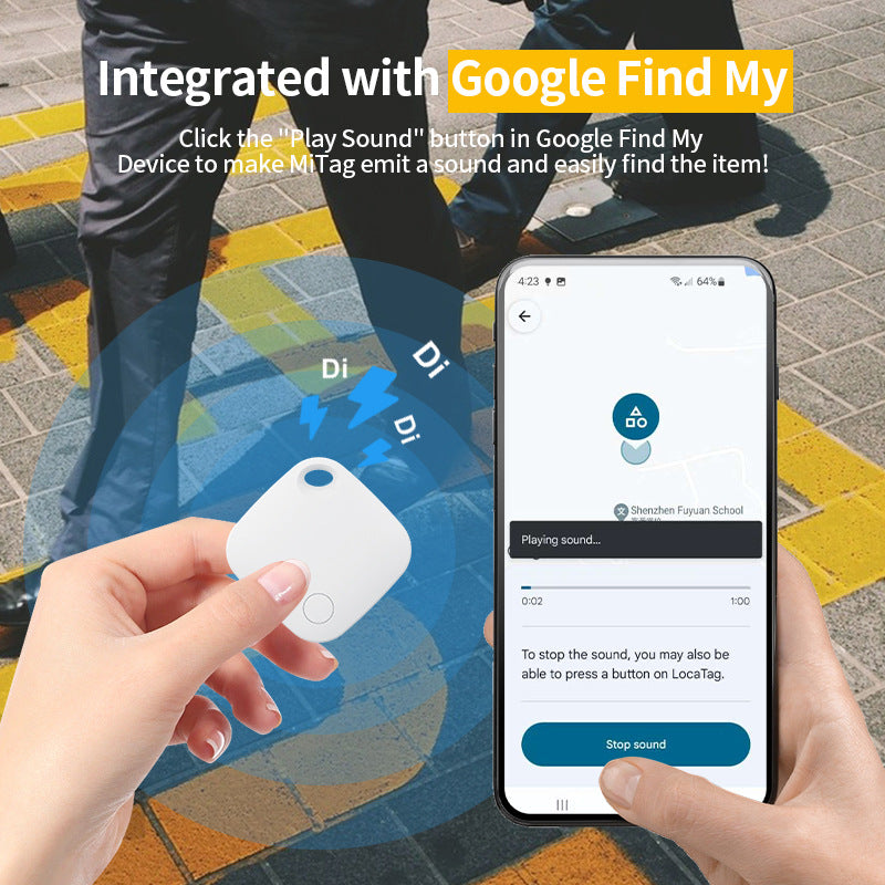 Pink Smart Item Locator Tag for Android - Google Find My Device Compatible, Anti-Lost Tracker