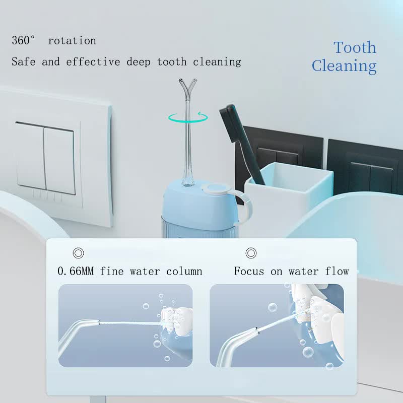 Pink Advanced Portable Water Flosser - USB Rechargeable Cordless Oral Irrigator, 3 Modes, IPX7 Waterproof for Travel & Home