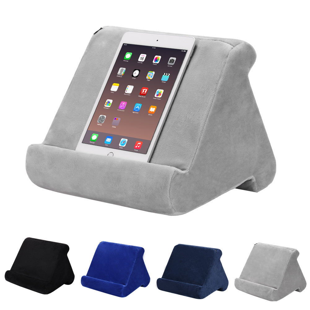 Grey Soft Multi-Angle Tablet Pillow Stand - Comfy Reading & Viewing Holder for iPads, Books, eReaders