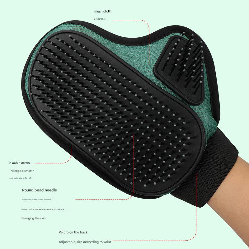 2 Pcs Green And Black Pet Grooming Glove - Gentle Deshedding & Massage Mitt for Dogs & Cats, Efficient Fur Remover - Factory Direct Shop
