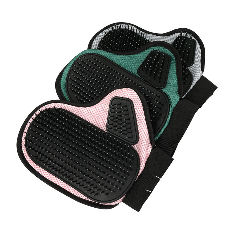 2 Pcs Grey And Black Pet Grooming Glove - Gentle Deshedding & Massage Mitt for Dogs & Cats, Efficient Fur Remover - Factory Direct Shop