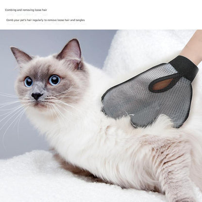 2 Pcs Grey And Black Pet Grooming Glove - Gentle Deshedding & Massage Mitt for Dogs & Cats, Efficient Fur Remover - Factory Direct Shop