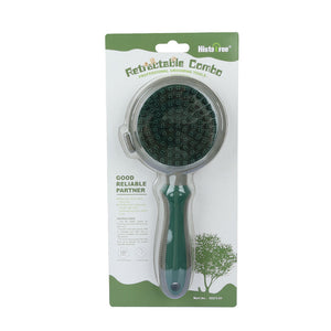 Green And Grey Dual - Sided Pet Grooming Brush - Self - Cleaning Slicker & Gentle Massage Bath Comb for Dogs & Cats - Factory Direct Shop