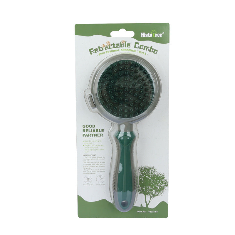 Green And Grey Dual - Sided Pet Grooming Brush - Self - Cleaning Slicker & Gentle Massage Bath Comb for Dogs & Cats - Factory Direct Shop
