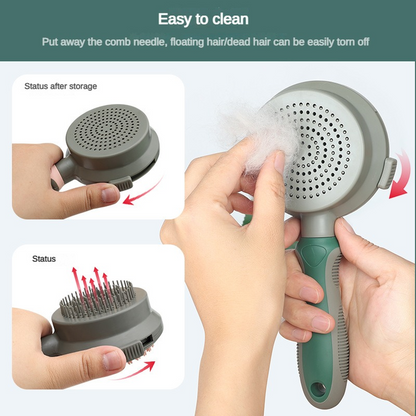 Green And Grey Dual - Sided Pet Grooming Brush - Self - Cleaning Slicker & Gentle Massage Bath Comb for Dogs & Cats - Factory Direct Shop
