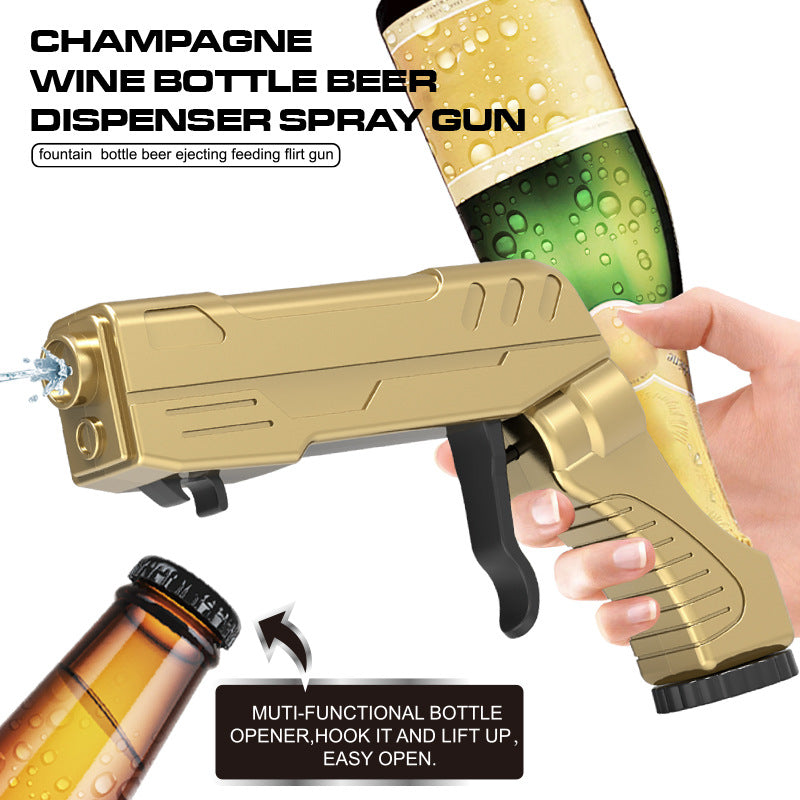 Black Champagne & Beer Spray Gun - Ultimate Party Starter & Drink Dispenser with Bottle Opener - Factory Direct Shop