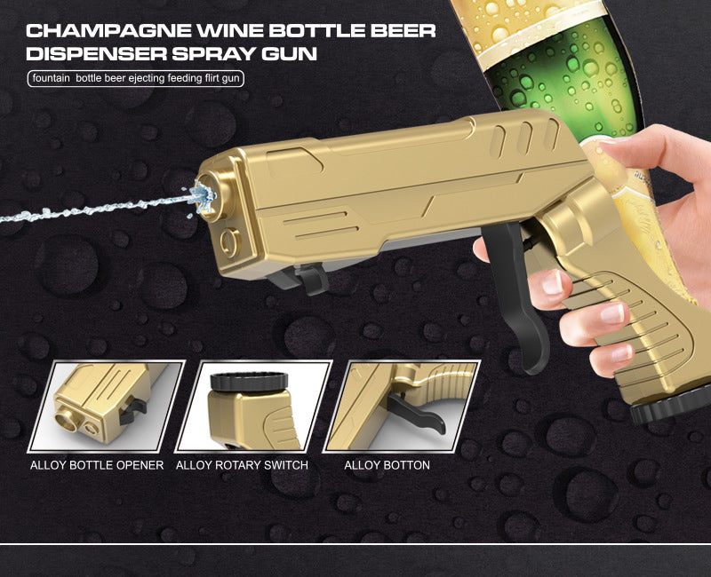 Black Champagne & Beer Spray Gun - Ultimate Party Starter & Drink Dispenser with Bottle Opener - Factory Direct Shop