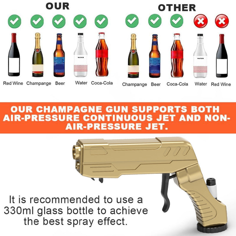 Silver Champagne & Beer Spray Gun - Ultimate Party Starter & Drink Dispenser with Bottle Opener - Factory Direct Shop