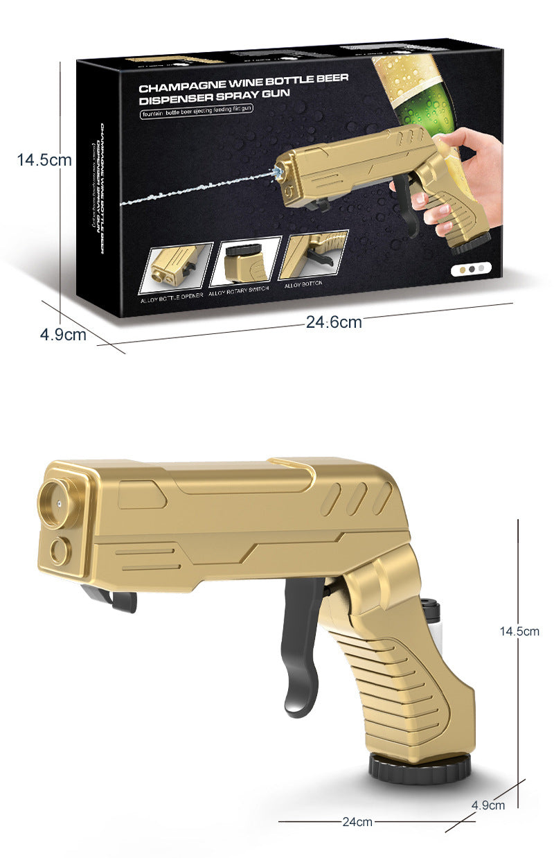 Silver Champagne & Beer Spray Gun - Ultimate Party Starter & Drink Dispenser with Bottle Opener - Factory Direct Shop