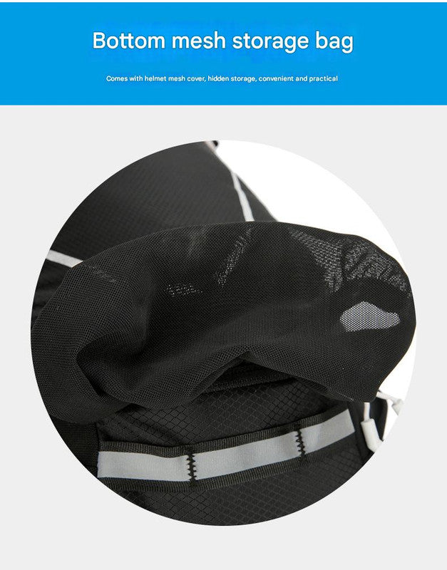 Black Lightweight 16L Outdoor Cycling & Hiking Backpack - Water-Repellent Nylon Daypack with Reflective Strips