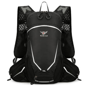 Black Lightweight 16L Outdoor Cycling & Hiking Backpack - Water-Repellent Nylon Daypack with Reflective Strips