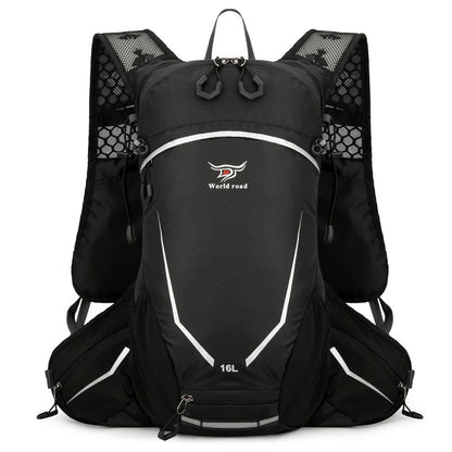 Black Lightweight 16L Outdoor Cycling & Hiking Backpack - Water-Repellent Nylon Daypack with Reflective Strips