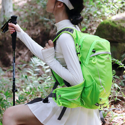 Black Lightweight 16L Outdoor Cycling & Hiking Backpack - Water-Repellent Nylon Daypack with Reflective Strips