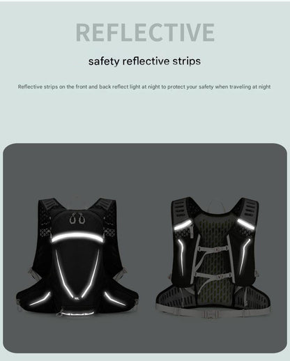 Red Lightweight 16L Outdoor Cycling & Hiking Backpack - Water-Repellent Nylon Daypack with Reflective Strips