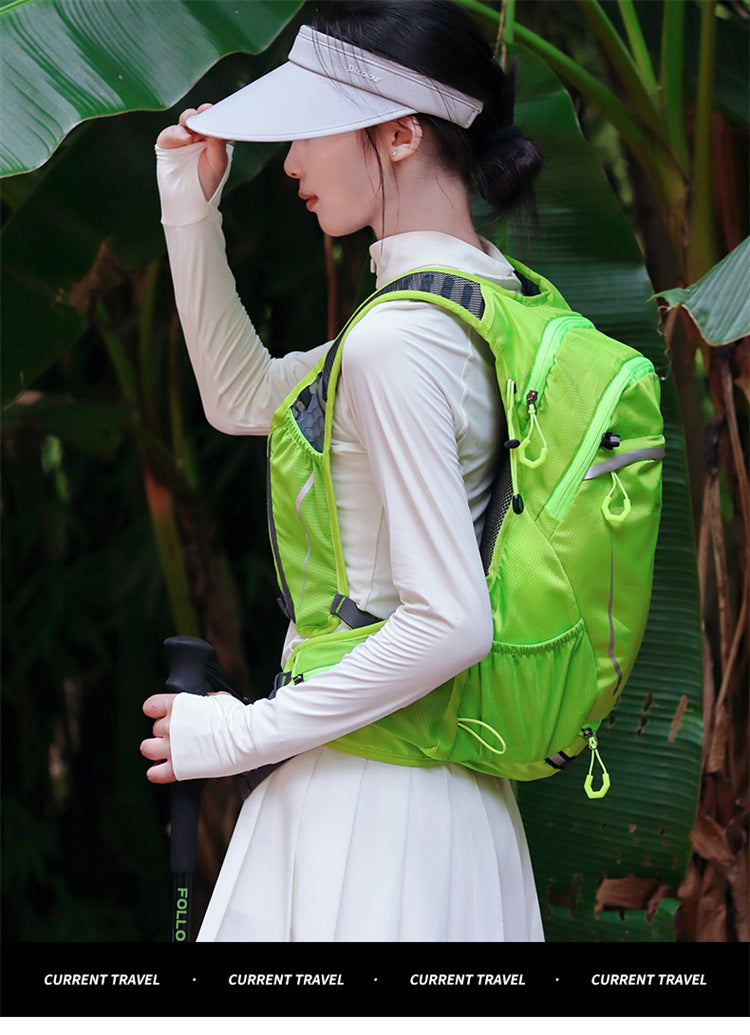 Red Lightweight 16L Outdoor Cycling & Hiking Backpack - Water-Repellent Nylon Daypack with Reflective Strips