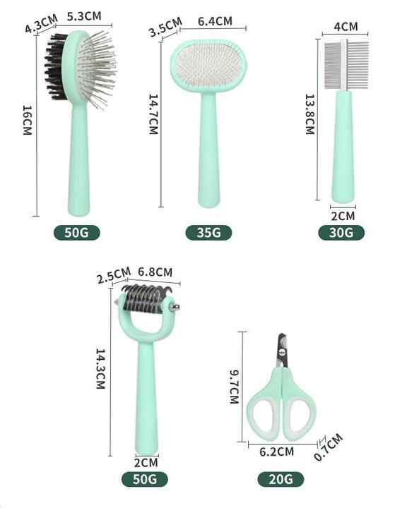 Pink And Blue Complete 5 - in - 1 Pet Grooming Care Kit - Professional Deshedding Brushes, Combs & Nail Clippers Set for Dogs & Cats - Factory Direct Shop