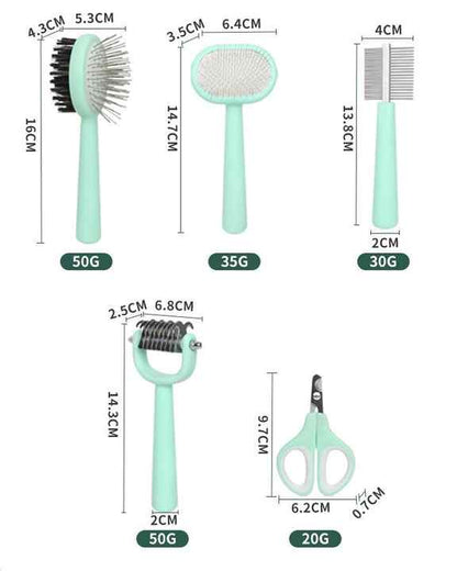 Pink And Blue Complete 5 - in - 1 Pet Grooming Care Kit - Professional Deshedding Brushes, Combs & Nail Clippers Set for Dogs & Cats - Factory Direct Shop