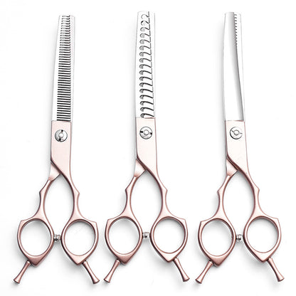 Rose Gold and Silver Professional 6.5 Inch Pet Grooming Thinning Shears - 45 - Tooth Stainless Steel Texturizing Scissors for Dogs & Cats - Factory Direct Shop