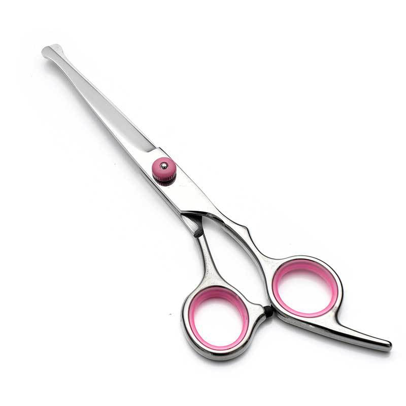 Pink and Silver Complete 5 - Piece Pet Grooming Scissors Kit - Stainless Steel Straight, Curved & Thinning Shears with Comb & PU Case (6.0 Inch) - Factory Direct Shop