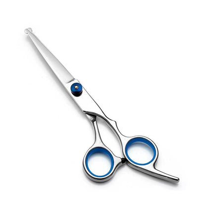 Blue and Silver Complete 5 - Piece Pet Grooming Scissors Kit - Stainless Steel Straight, Curved & Thinning Shears with Comb & PU Case (6.0 Inch) - Factory Direct Shop