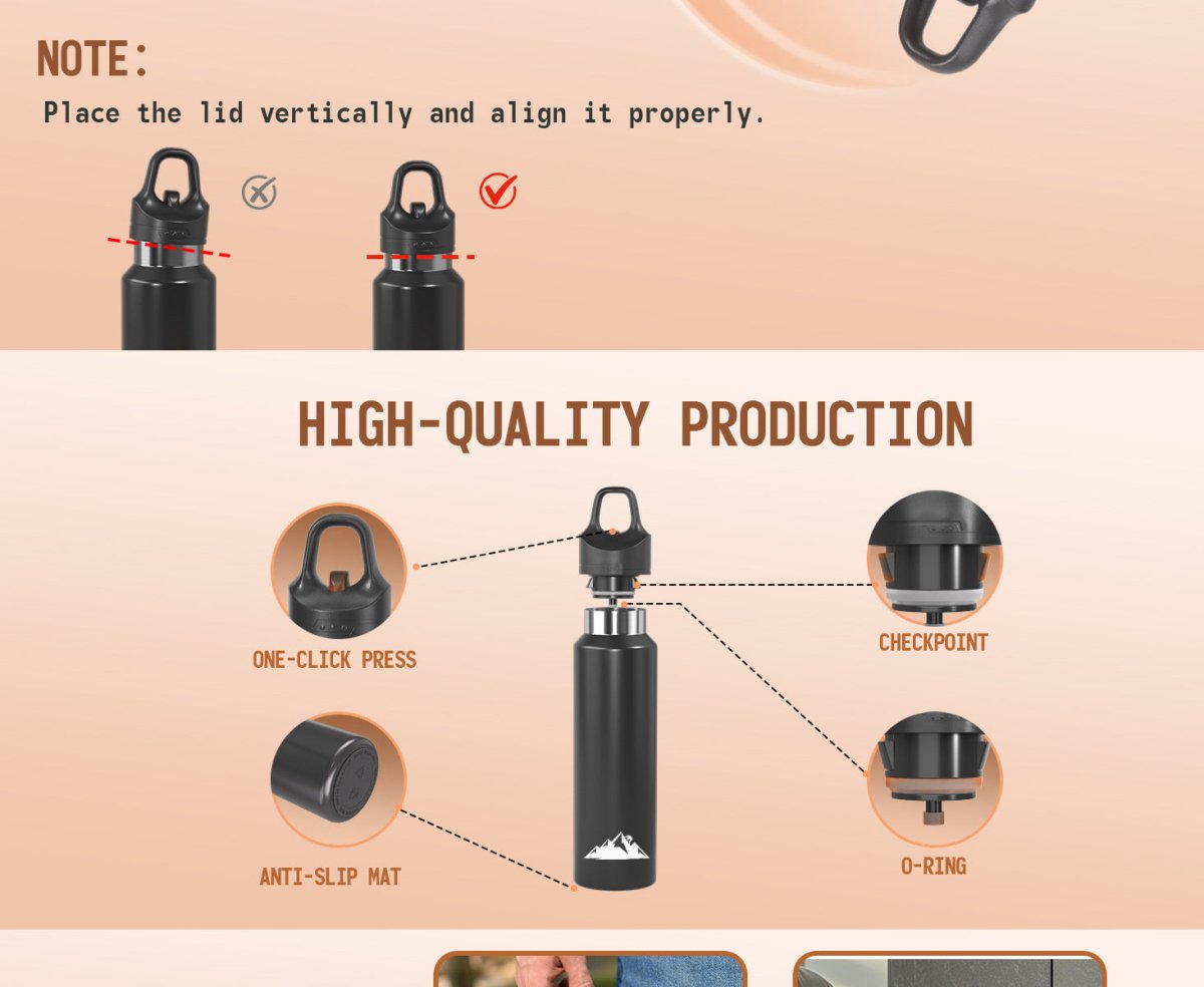 Stainless Steel Sports Water Bottle Insulated - Yellow 480ml - Factory Direct Shop