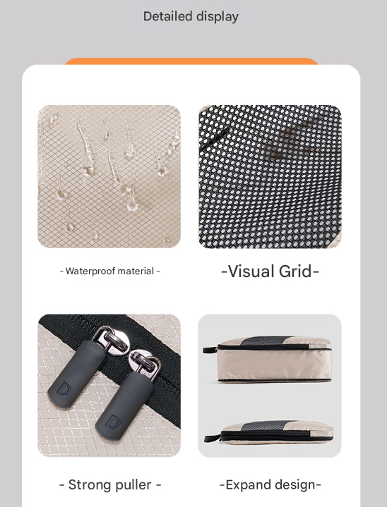 Black Premium 6-Piece Compression Packing Cubes Set - Lightweight Polyester Travel Organizers for Luggage, Includes Shoe Bag & Toiletry Pouch