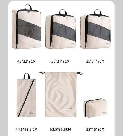 Grey and Black Premium 6-Piece Compression Packing Cubes Set - Lightweight Polyester Travel Organizers for Luggage, Includes Shoe Bag & Toiletry Pouch