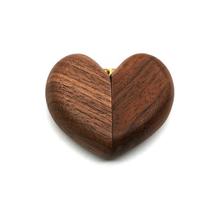 Brown Elegant Walnut Wood Heart Ring Box - Magnetic Closure for Proposal, Engagement & Wedding Jewelry