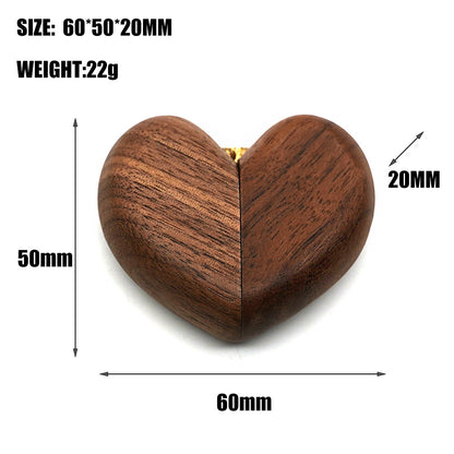 Brown Elegant Walnut Wood Heart Ring Box - Magnetic Closure for Proposal, Engagement & Wedding Jewelry