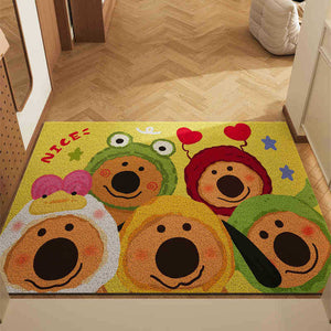 Group Photo Of Dogs Set of 2 Cartoon PVC Coil Entrance Mats - Non-Slip Dirt Trapping Door Mats (50x80cm)